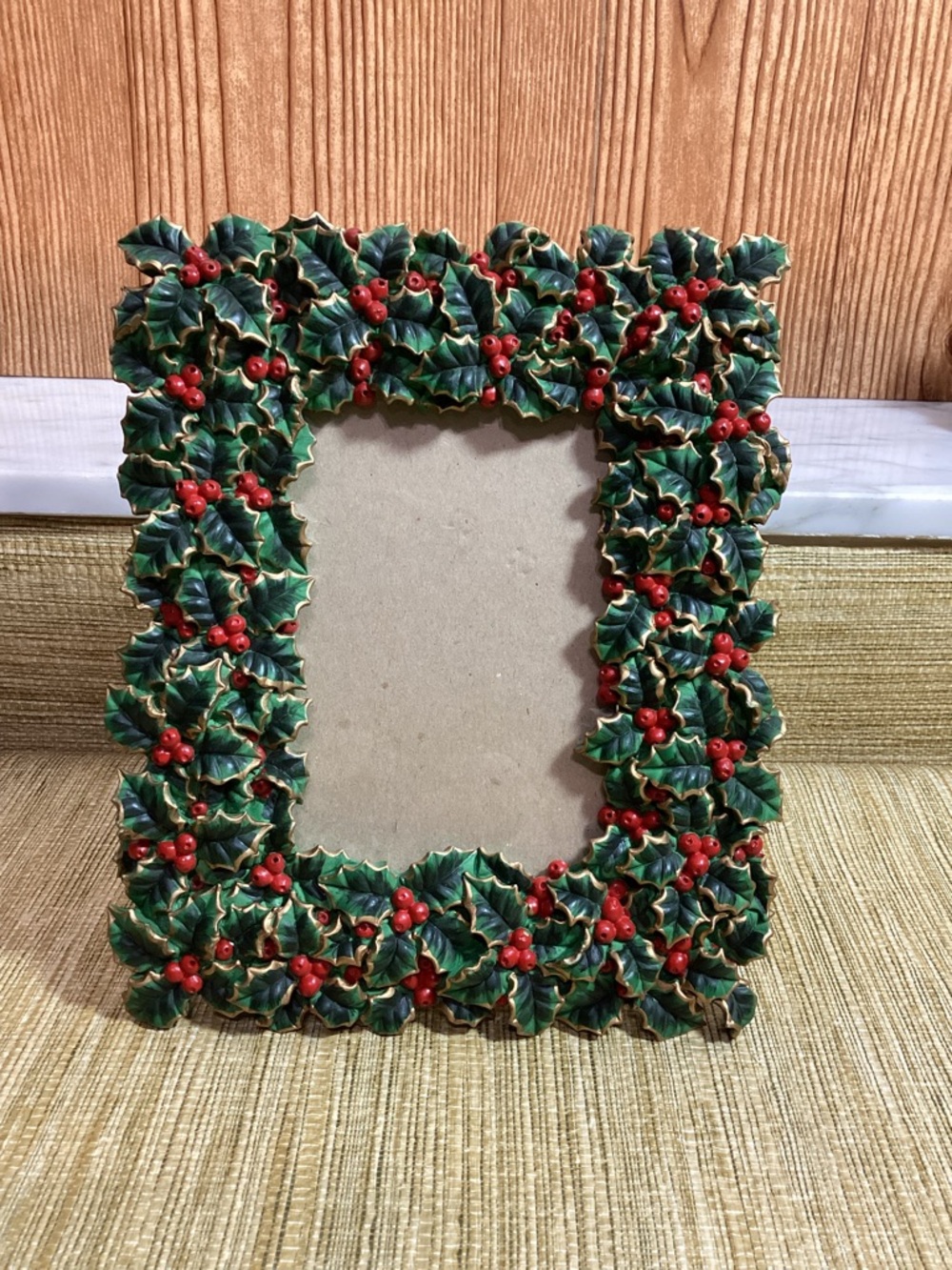 Holly Berry Decorative Picture Frame - Green & Red